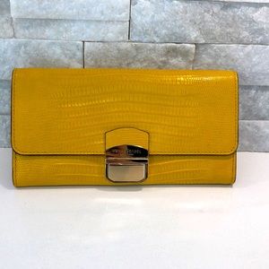 Henri bendel yellow python wallet
